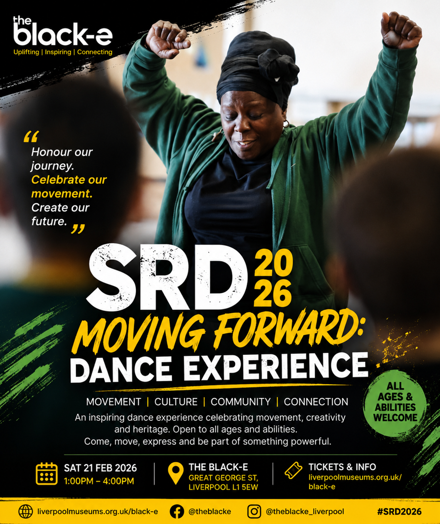 SRD 2026: Moving Forward Dance Experience — event flyer for The Black-E, Liverpool